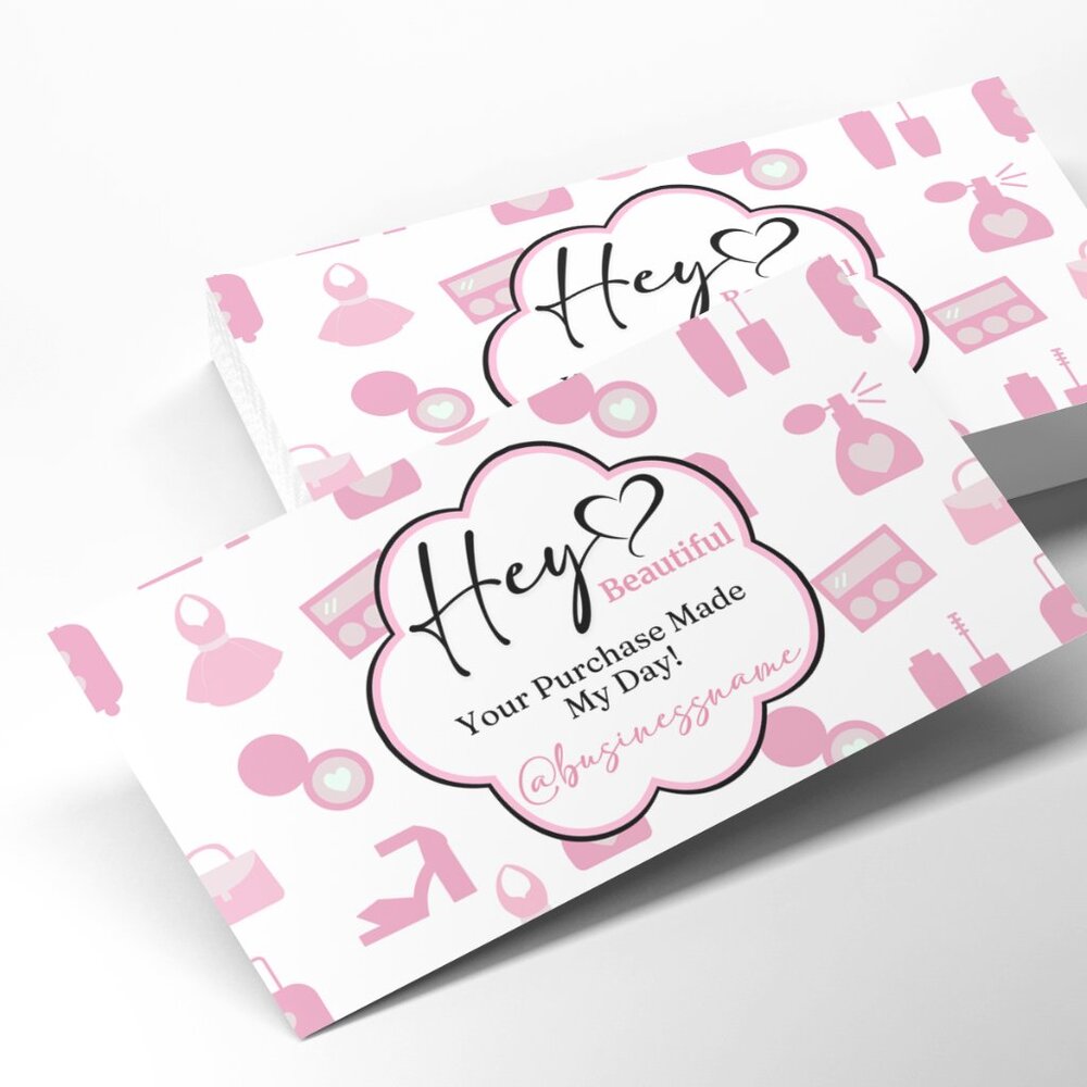 Hey Beautiful Thank You Cards 2" x 3.5" Branded